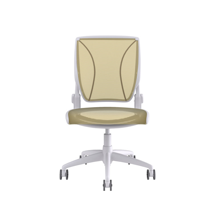 Pinstripe White Mesh Swivel Task Chair with Adjustable Arms