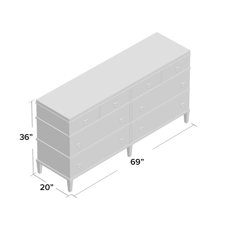 Vivora Transitional 8-Drawer Dresser in Brown with Dovetail Drawers