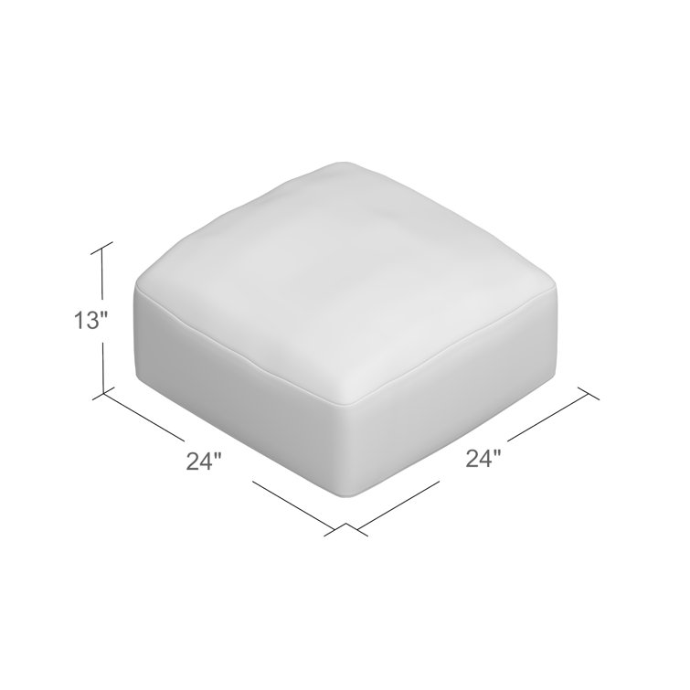 Bolin 24'' Square Woven Leather Pouf in Cream & Pale Blue