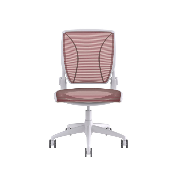 Pinstripe White Mesh Swivel Task Chair with Adjustable Arms