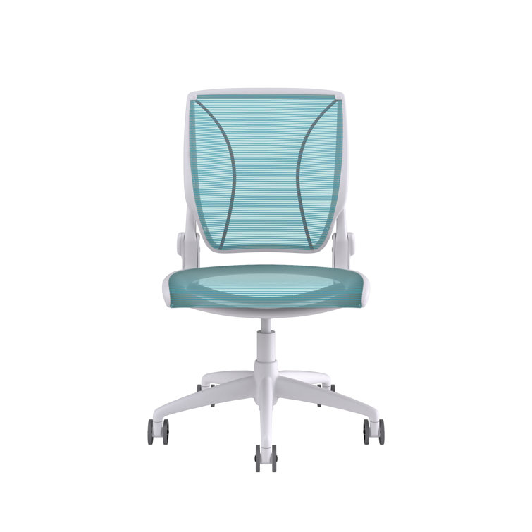 Pinstripe White Mesh Swivel Task Chair with Adjustable Arms