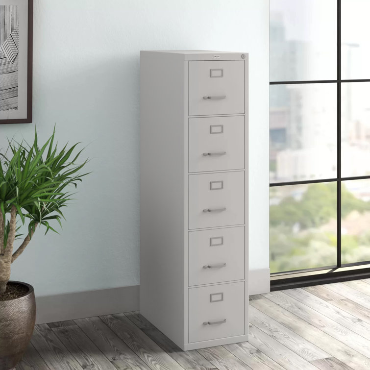 Light Gray 5-Drawer Lockable Steel Vertical File Cabinet