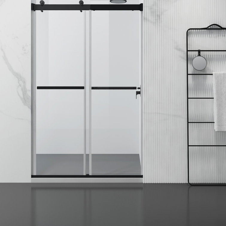 Matte Black 48'' x 76'' Frameless Sliding Shower Door