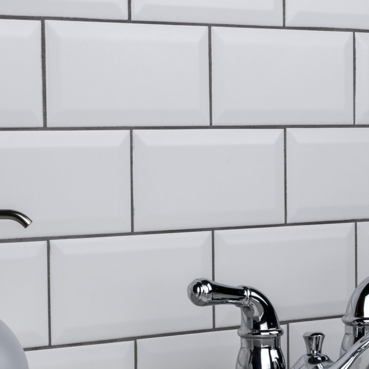 Crown Heights 3" x 6" White Beveled Ceramic Subway Tile