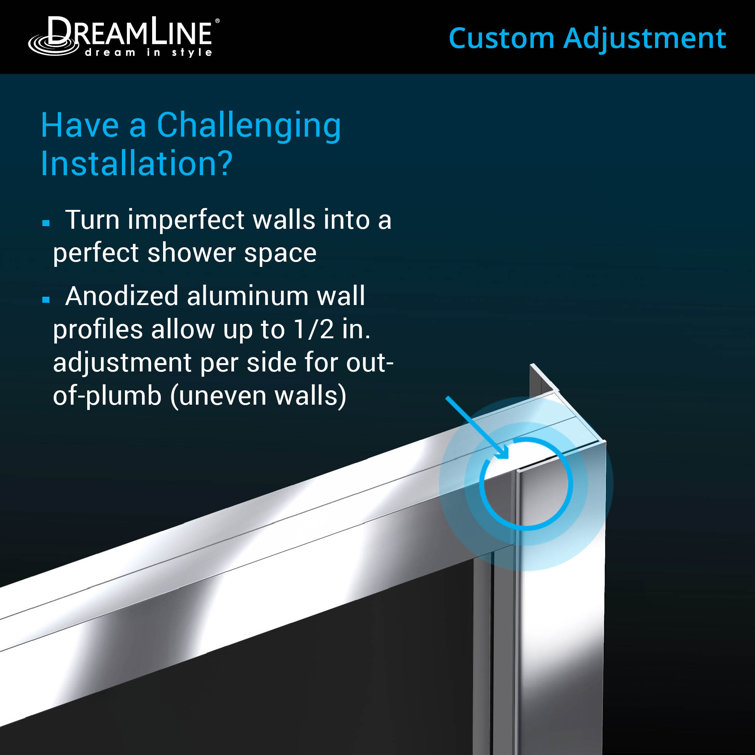Cornerview 36" x 74.75" Chrome Framed Square Sliding Shower Enclosure