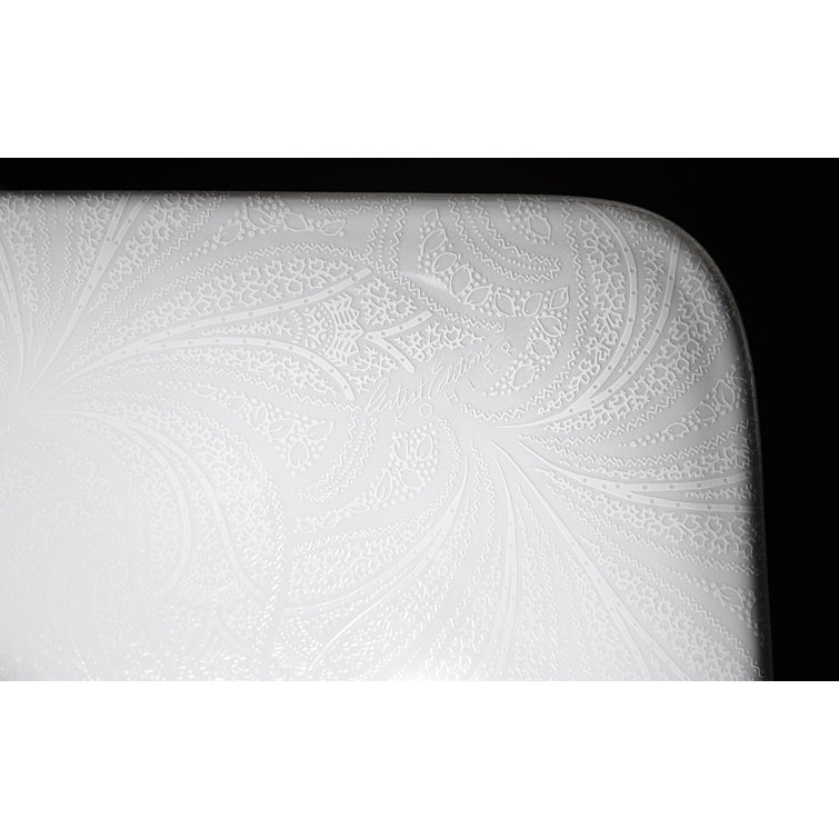 White Ceramic Paisley Pattern Undermount Bathroom Sink