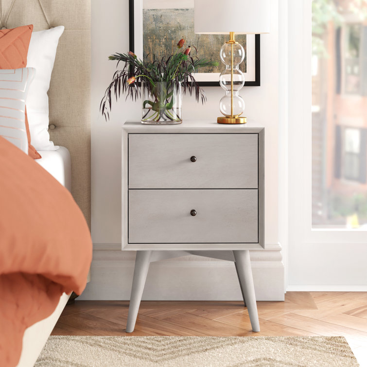 Transitional Gray Mahogany 2-Drawer Nightstand
