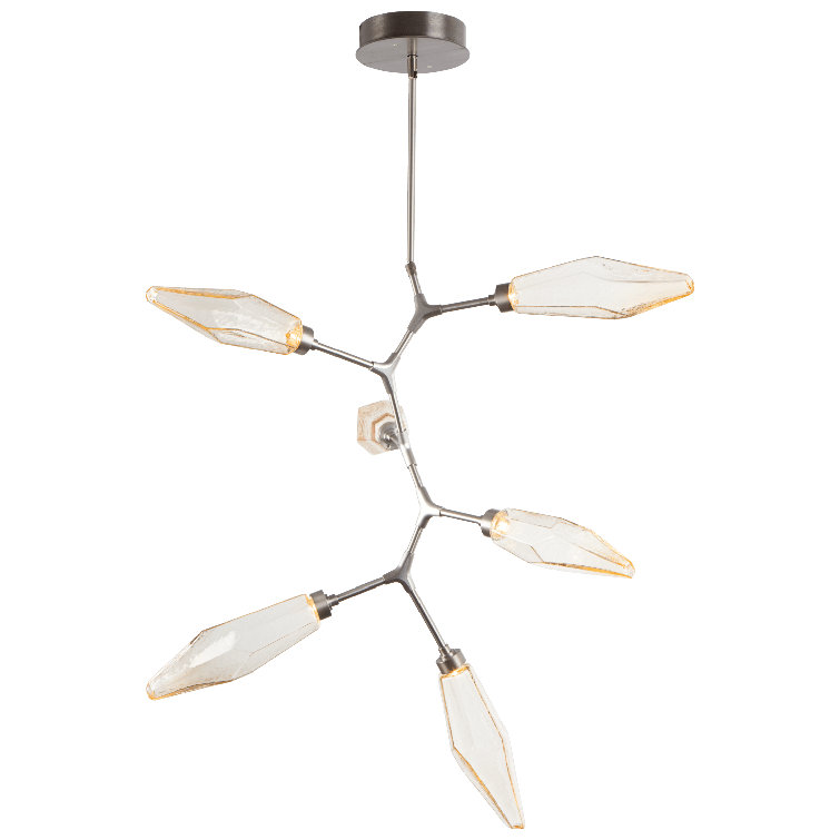 Modern Vine LED Chandelier in Bronze with Crystal Glass Shades