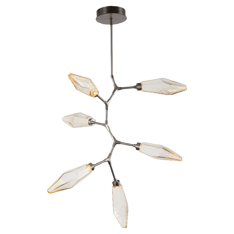 Modern Vine LED Chandelier in Bronze with Crystal Glass Shades