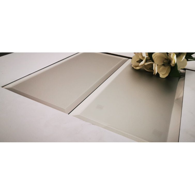 Frosted Elegance Matte Gray Beveled Glass Subway Wall Tile