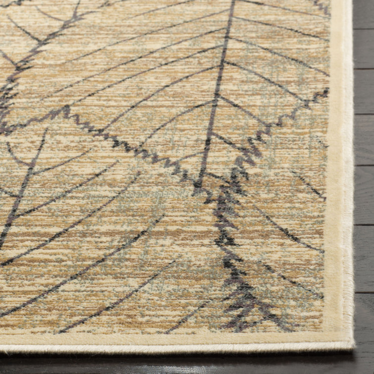 Cream and Multi Hand-Knotted Wool Viscose Rug