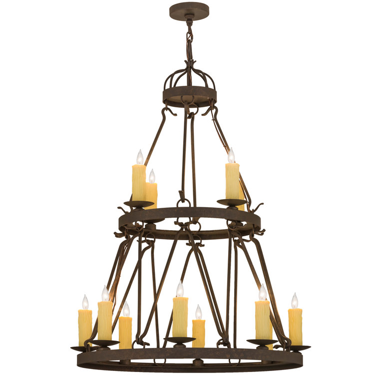 Bronze 36'' Two-Tier Candle Chandelier