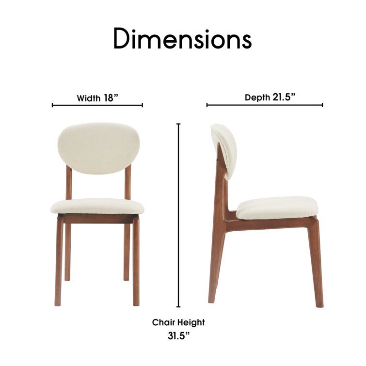 Coralie Mid-Century Modern Ivory Upholstered Walnut Dining Chair Set