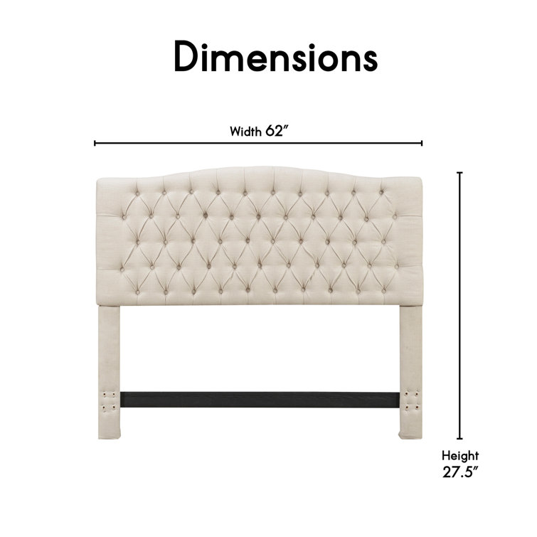 Cream Tufted Upholstered Queen Headboard with Wood Frame