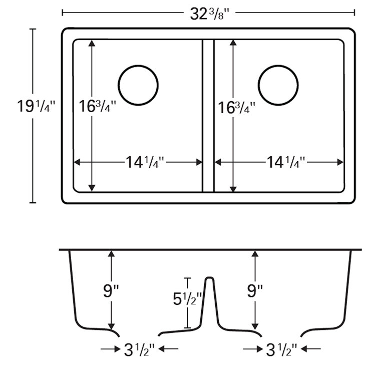 White Quartz Double Bowl Undermount Kitchen Sink, 32"