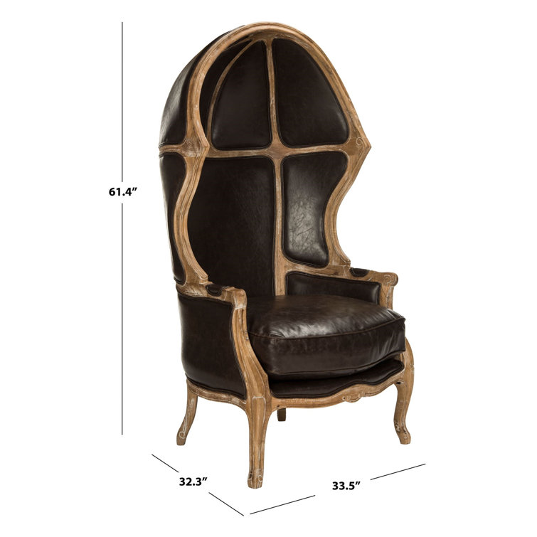 Regal Sabine Brown Leather & White-Washed Oak Balloon Chair