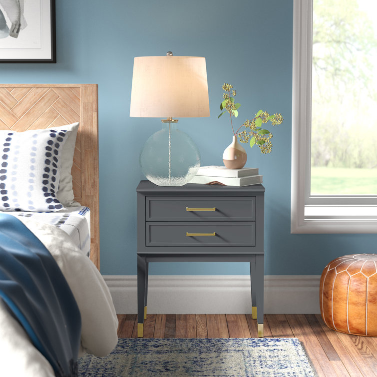 Cosmopolitan Westerleigh Graphite Gray Square End Table with Gold Accents