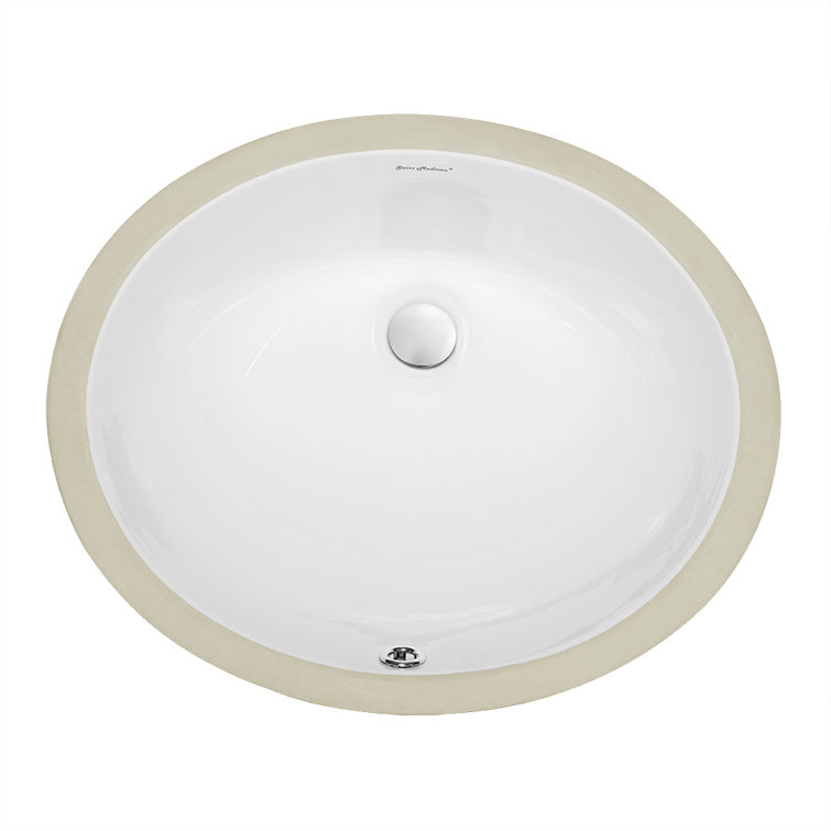 Monaco 18-Inch White Ceramic Oval Undermount Bathroom Sink