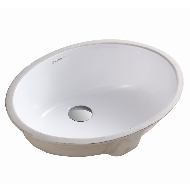 Monaco 19-Inch Gloss White Ceramic Oval Undermount Sink