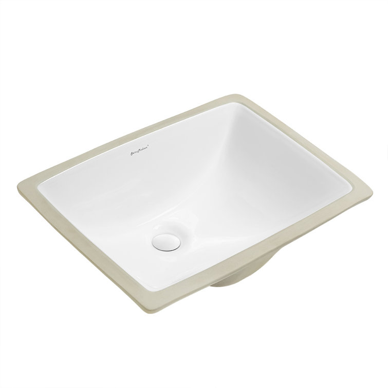 Plaisir White Ceramic Rectangular Under-Mount Bathroom Sink