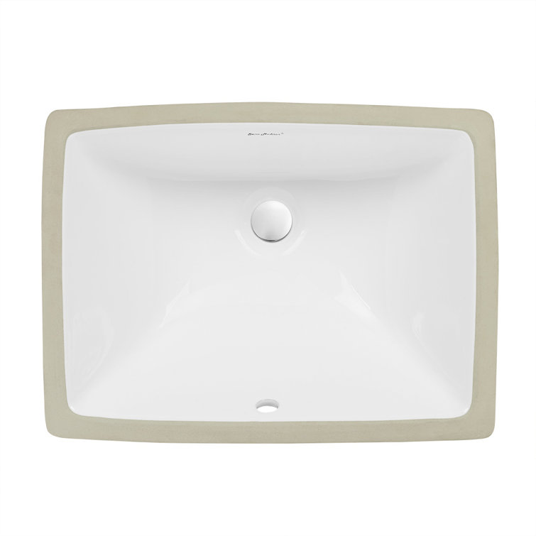 Plaisir White Ceramic Rectangular Under-Mount Bathroom Sink