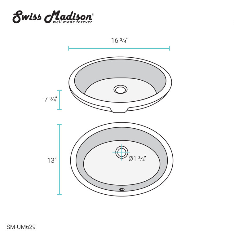 Plaisir White Ceramic 16.75" Oval Undermount Bathroom Sink