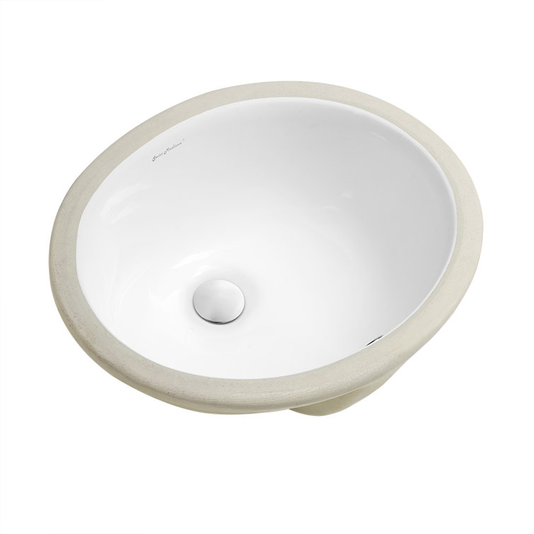 Plaisir White Ceramic 16.75" Oval Undermount Bathroom Sink