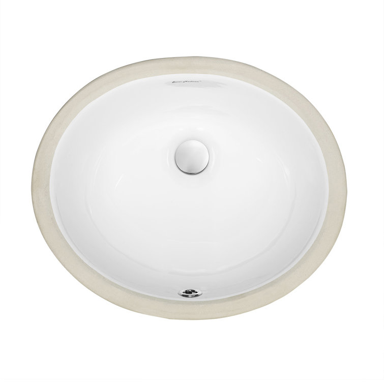 Plaisir White Ceramic 16.75" Oval Undermount Bathroom Sink
