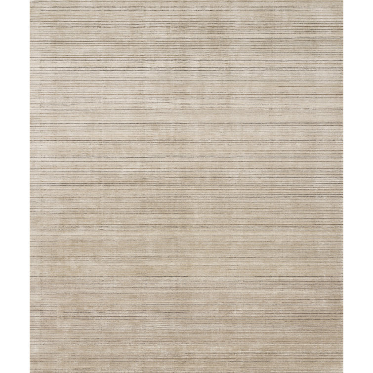 Oatmeal Stripe Hand-Loomed Wool & Viscose Rug - 7'9" x 9'9"