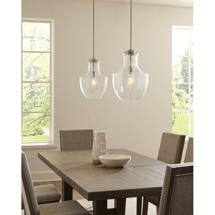 Satin Brass Mini Pendant with Clear Seeded Glass Shade