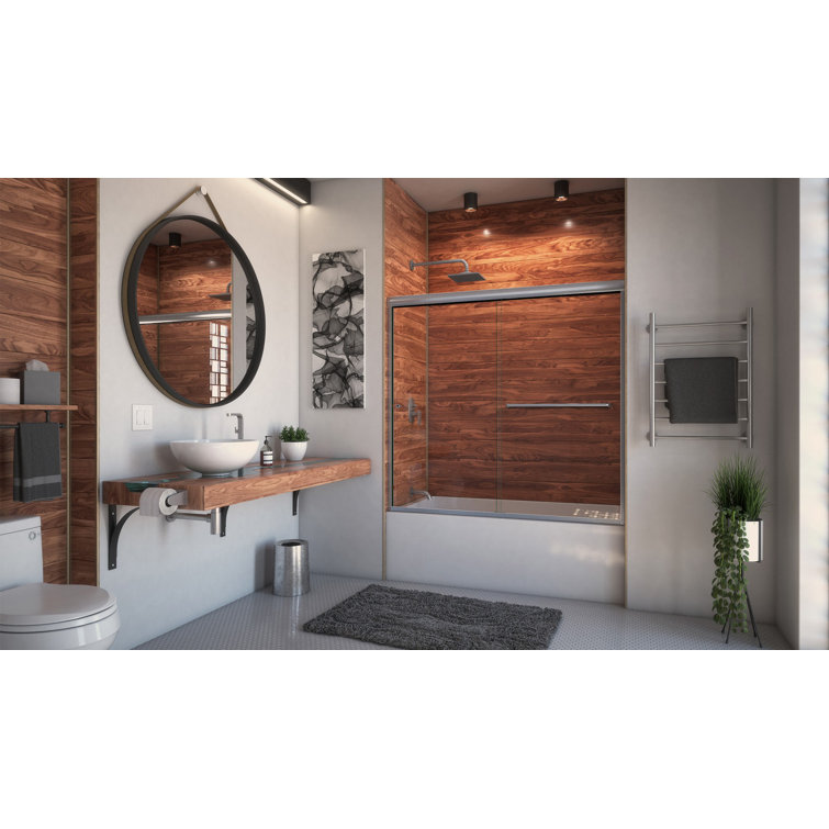 Euro 66" x 57" Brushed Nickel Frameless Bypass Tub Door