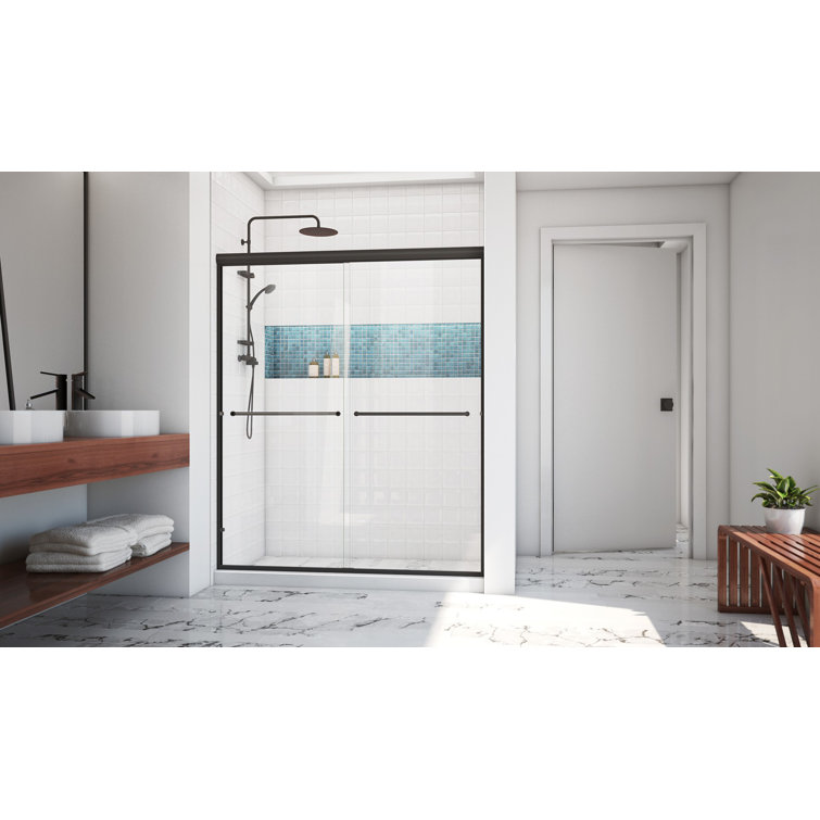 66" x 70" Clear Glass Oil Rubbed Bronze Bypass Shower Door