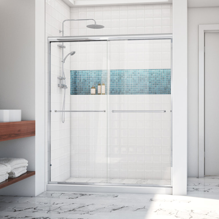 Euro Polished Chrome Frameless Bypass Shower Door with Clear Glass