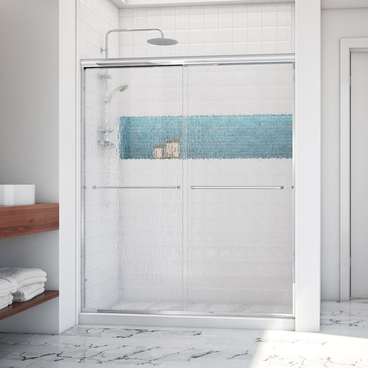 Leser 60" x 67" Polished Chrome Rain Glass Bypass Shower Door
