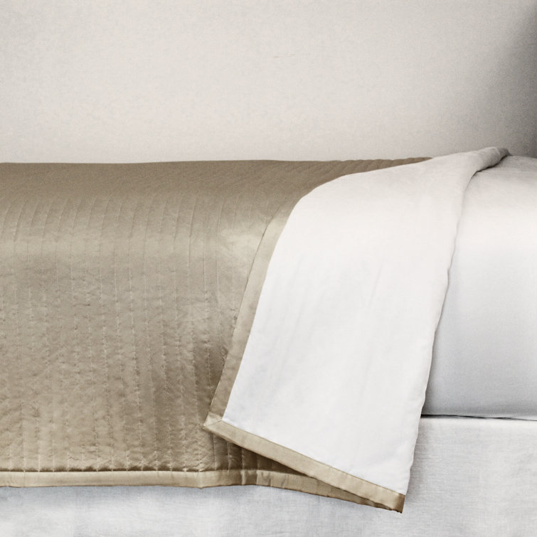Elegant Mystery Queen Cotton & Silk Quilt Coverlet