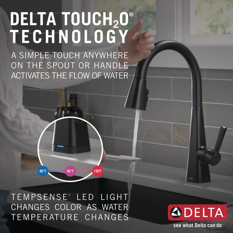 Matte Black Touch Kitchen Faucet with Pull-Down Sprayer