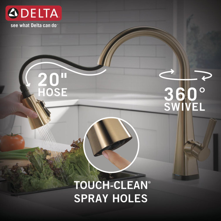 Champagne Bronze Touch-Control Kitchen Faucet with Pull-out Spray