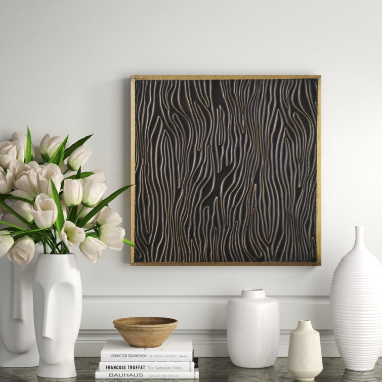 24" Square Bronze and Brass Abstract Forest Wall Panel