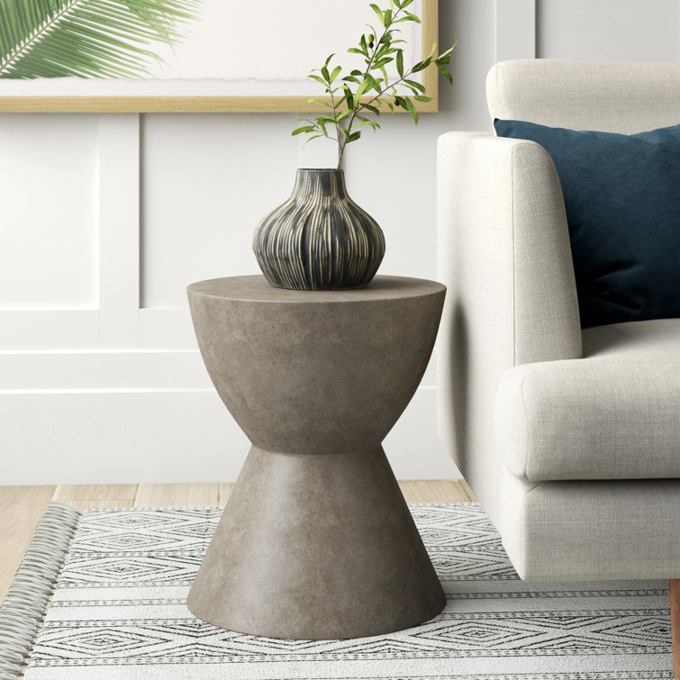 Athena Transitional Concrete Round Accent Table - Grays/Brown