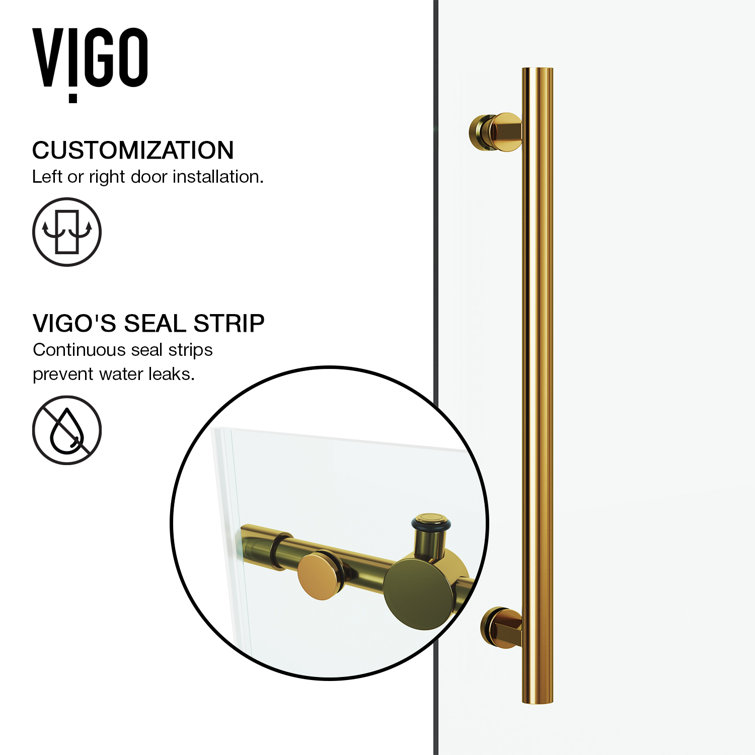 Elan 72" Frameless Sliding Shower Door in Matte Brushed Gold with Clear Glass