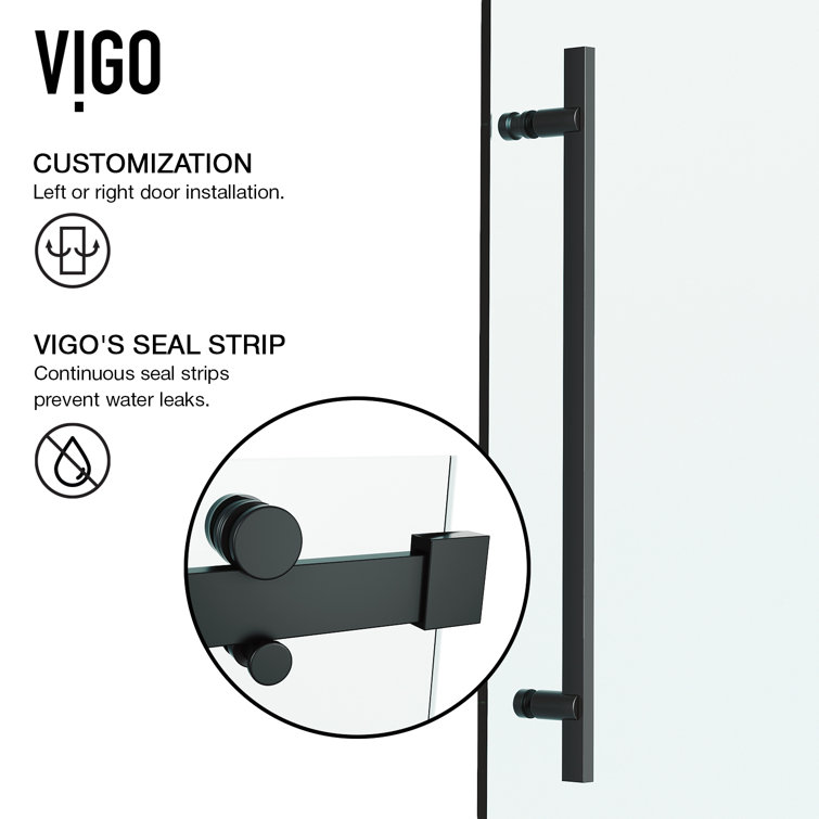 Luca 60" Matte Black Frameless Sliding Tub Door with Clear Glass