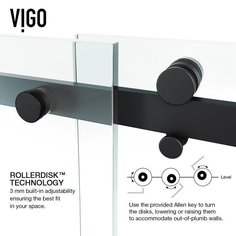Luca 60" Matte Black Frameless Sliding Tub Door with Clear Glass