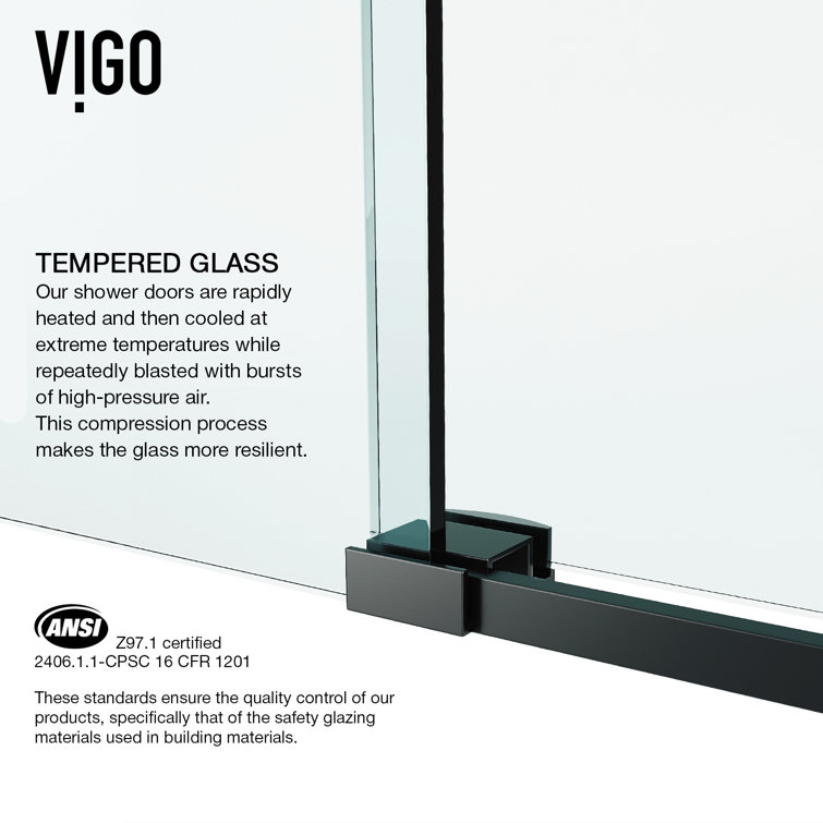 Luca 60" Matte Black Frameless Sliding Tub Door with Clear Glass