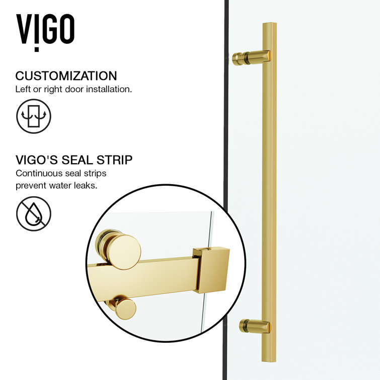 Luca 60" Matte Brushed Gold Frameless Sliding Tub Door