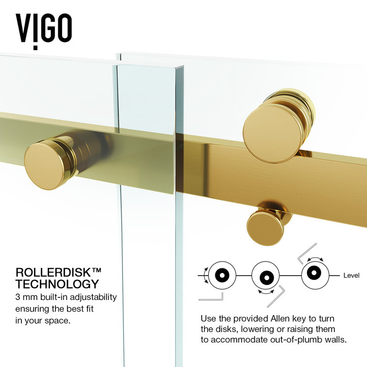 Luca 60" Matte Brushed Gold Frameless Sliding Tub Door