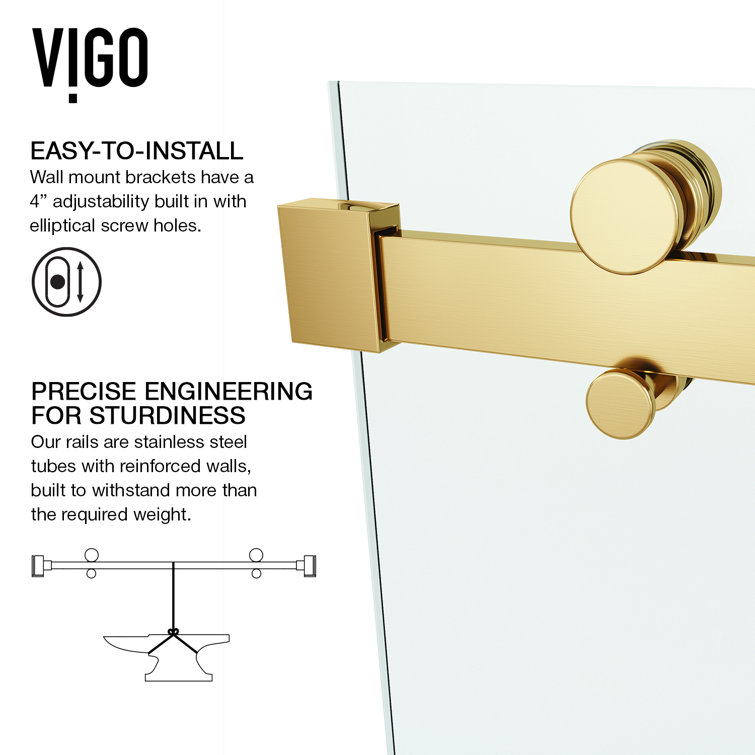 Luca 60" Matte Brushed Gold Frameless Sliding Tub Door