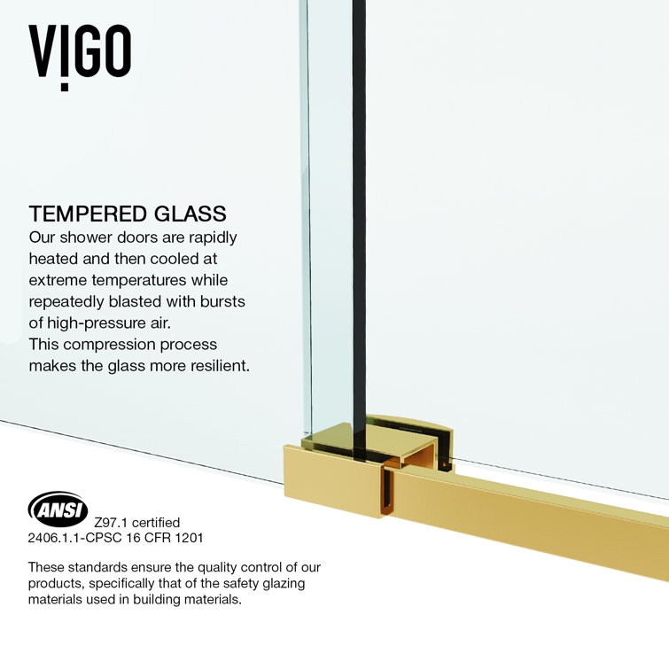 Luca 60" Matte Brushed Gold Frameless Sliding Tub Door