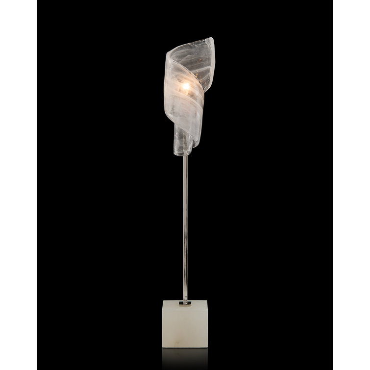 Ethereal White and Clear Glass Buffet Lamp with Alabaster Base