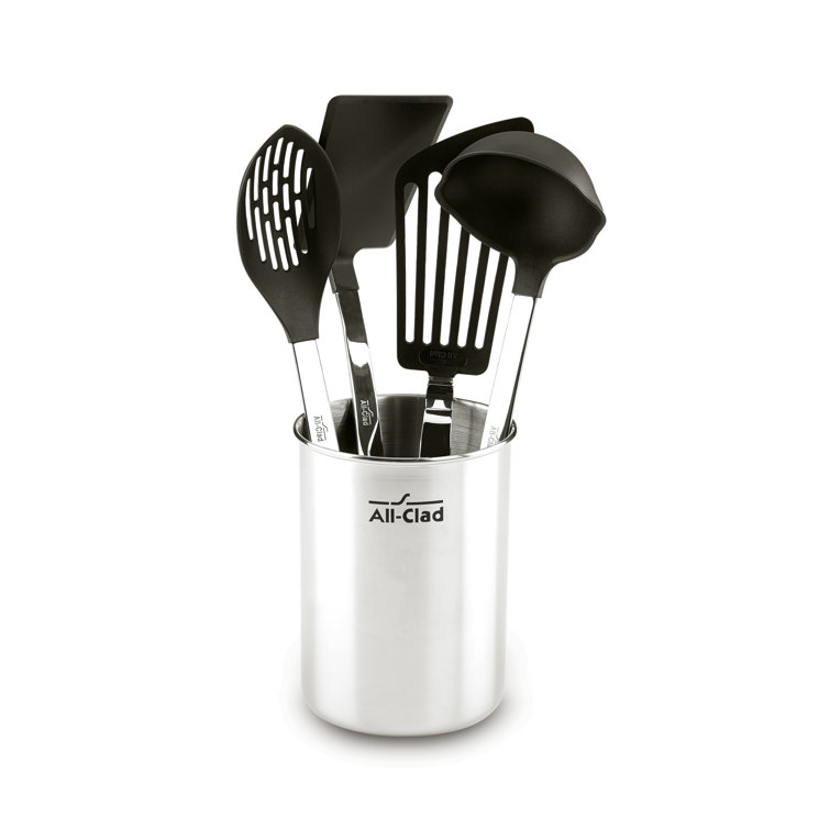 5-Piece Stainless Steel and Nylon Kitchen Tool Set with Caddy