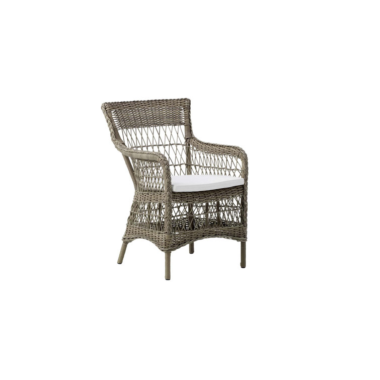 Antique Aluminum Outdoor Dining Chair with White Canvas Cushion